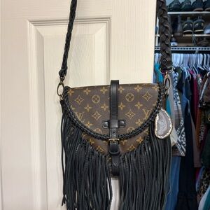 Louis Vuitton Brown and Black Fringe Crossbody Bag